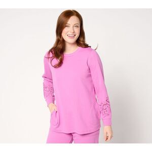 Maya J Women's Top Sz XS LOGO Life by Lori Goldstein French Terry Pink A662771